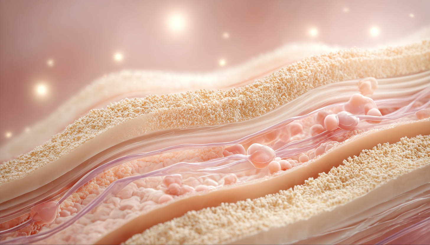 3D illustration showing collagen regeneration in healthy skin layers
